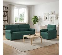 vidaXL Juego de Sofá 2 uds. Verde oscuro Tela