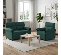 vidaXL Juego de Sofá 2 uds. Verde oscuro Tela
