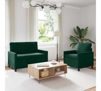 vidaXL Juego de Sofá 2 uds. Verde oscuro Terciopelo