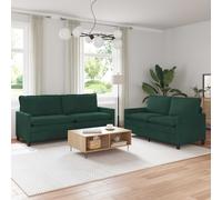vidaXL Juego de Sofá 2 uds. Verde oscuro Terciopelo