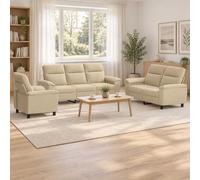 vidaXL Juego de Sofá 3 pcs Crema Tela