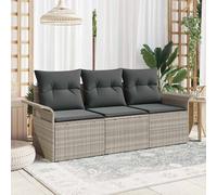 vidaXL Juego de Sofá con cojín 3 pcs ratán sintético Sofá exterior Sofá Gris Claro