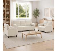 Juego De Sofá 3 Pcs Crema Terciopelo Vidaxl