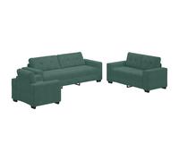 Juego De Sofá 3 Pcs Verde Oscuro 221 X 80 X 80 Cm Terciopelo Vidaxl