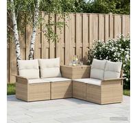 vidaXL Juego de Sofá 5 uds. Beige y Blanco Crema