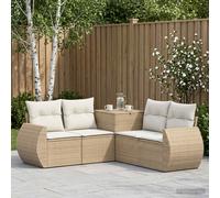 vidaXL Juego de Sofá 5 uds. Beige y blanco crema 188 x 188 x 85 cm