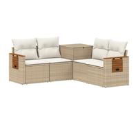 vidaXL Juego de Sofá 5 uds. Beige y Blanco Crema