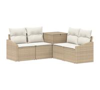 vidaXL Juego de Sofá 5 uds. Beige y Blanco Crema