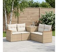 vidaXL Juego de Sofá 5 uds. Beige y Blanco Crema