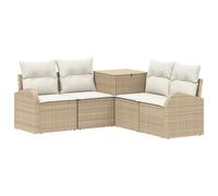 vidaXL Juego de Sofá 5 uds. Beige y Blanco Crema