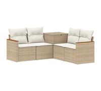 vidaXL Juego de Sofá 5 uds. Beige y Blanco Crema