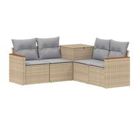 vidaXL Juego de Sofá 5 uds. Beige y Gris Claro Ratán sintético y Acero