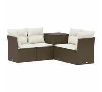 vidaXL Juego de Sofá 5 uds. Marrón y Crema Blanca
