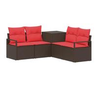 vidaXL Juego de Sofá 5 uds. Marrón y Rojo Ratán sintético y Acero