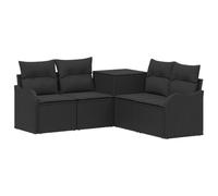vidaXL Juego de Sofá 5 uds. Negro Ratán sintético y Acero