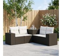 vidaXL Juego de Sofá 5 uds. Negro y Blanco Crema 200 x 200 x 85 cm
