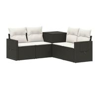 vidaXL Juego de Sofá 5 uds. Negro y Blanco Crema