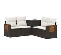vidaXL Juego de Sofá 5 uds. Negro y Blanco Crema