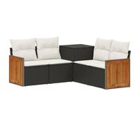 vidaXL Juego de Sofá 5 uds. Negro y Blanco Crema