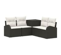 vidaXL Juego de Sofá 5 uds. Negro y Blanco Crema