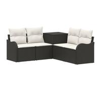 vidaXL Juego de Sofá 5 uds. Negro y Blanco Crema