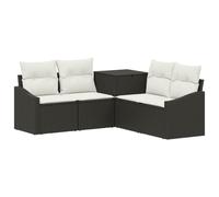 vidaXL Juego de Sofá 5 uds. Negro y Blanco Crema