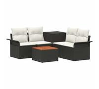 vidaXL Juego de Sofá 6 uds. 4 plazas Negro y blanco crema