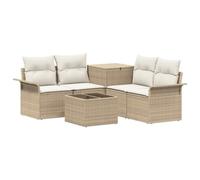vidaXL Juego de Sofá 6 uds. 4-Número de plazas Beige y Blanco Crema