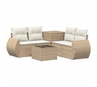 vidaXL Juego de sofás de 6 piezas. Color beige y crema. Fabricado en ratán sintético y acero