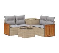 vidaXL Juego de Sofá 6 uds. Beige y Gris Claro Ratán sintético y Acero
