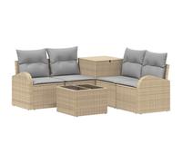 vidaXL Juego de Sofá 6 uds. Beige y Gris Claro Ratán sintético y Acero