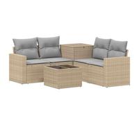 vidaXL Juego de Sofá 6 uds. Beige y Gris Claro Ratán sintético y Acero