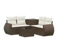 vidaXL Juego de Sofá 6 uds. Marrón y Crema Blanca