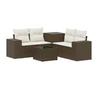 vidaXL Juego de Sofá 6 uds. Marrón y Crema Blanca