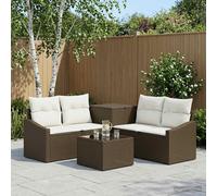 vidaXL Juego de Sofá 6 uds. Marrón y Crema Blanca
