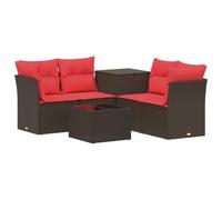 vidaXL Juego de Sofá 6 uds. Marrón y Rojo Ratán sintético y Acero