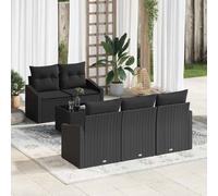 vidaXL Juego de Sofá 6 uds. Negro ratán sintético