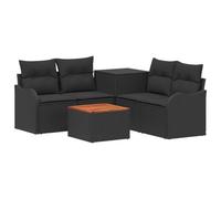 vidaXL Juego de Sofá 6 uds. Negro Ratán sintético y Acero