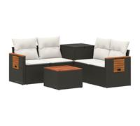 vidaXL Juego de Sofá 6 uds. Negro y Blanco Crema