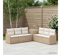 vidaXL Juego de Sofá 7 uds. Beige y Blanco Crema