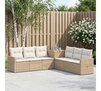 vidaXL Juego de Sofá 7 uds. Beige y blanco crema 234 x 234 x 85 cm
