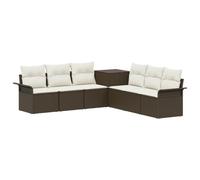 vidaXL Juego de Sofá 7 uds. Marrón y Crema Blanca