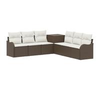 vidaXL Juego de Sofá 7 uds. Marrón y Crema Blanca