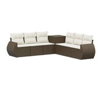 vidaXL Juego de Sofá 7 uds. Marrón y Crema Blanca