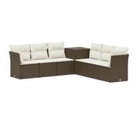 vidaXL Juego de Sofá 7 uds. Marrón y Crema Blanca