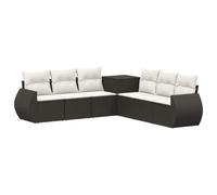 vidaXL Juego de Sofá 7 uds. Negro y Blanco Crema