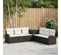 vidaXL Juego de Sofá 7 uds. Negro y Blanco Crema