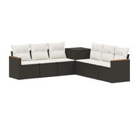 vidaXL Juego de sofá 7 uds. Negro y blanco crema