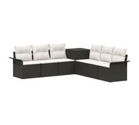 vidaXL Juego de Sofá 7 uds. Negro y Blanco Crema