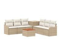 vidaXL Juego de Sofá 8 uds. Beige y Blanco Crema